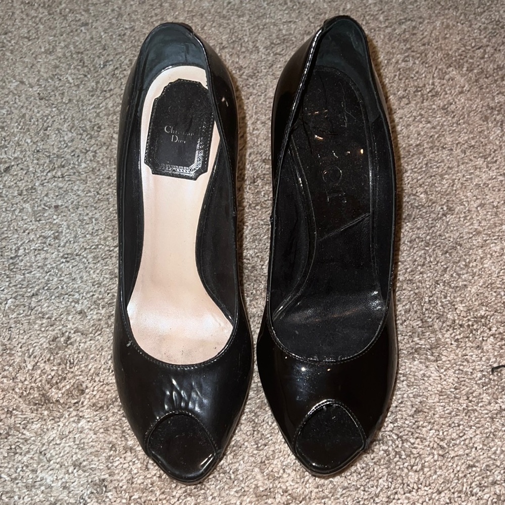 Dior heels 7 1/2 Authentic patent leather black